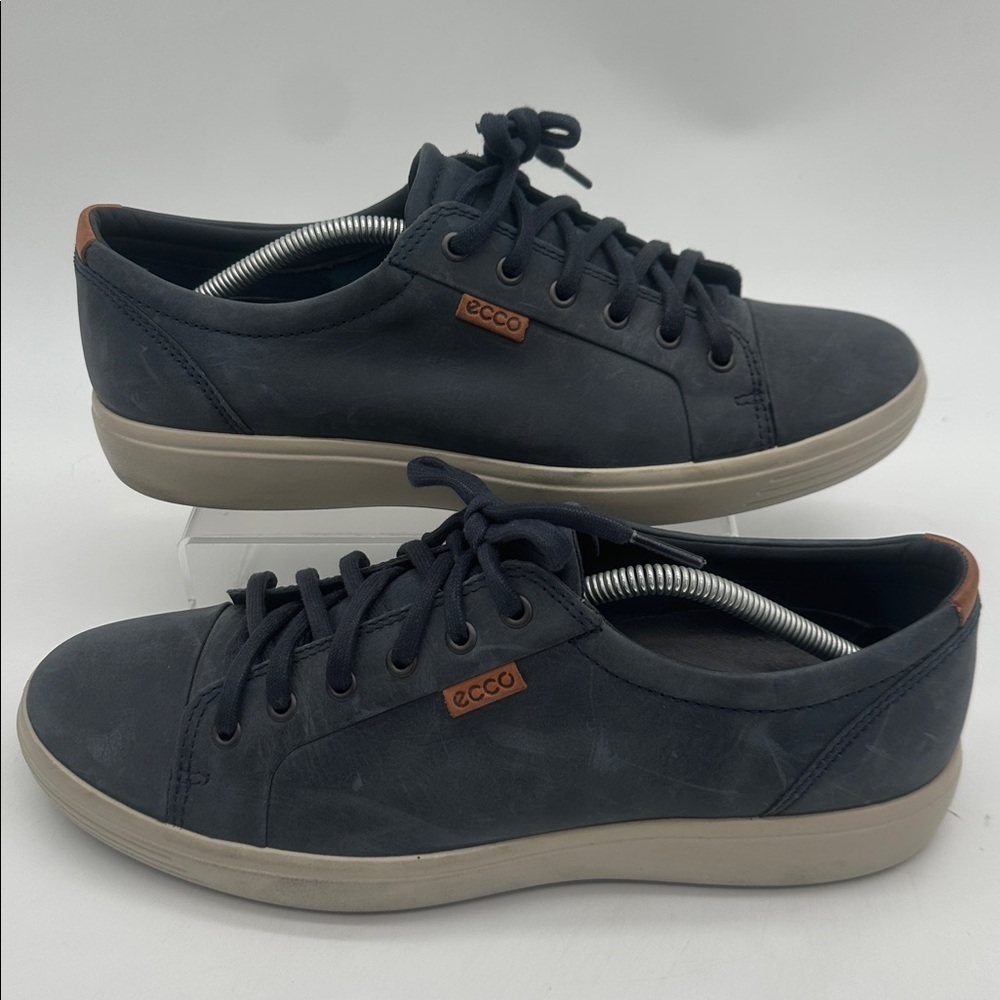 ECCO Soft 7 Men's Size 11 Navy Gray Sneakers Cream Sole